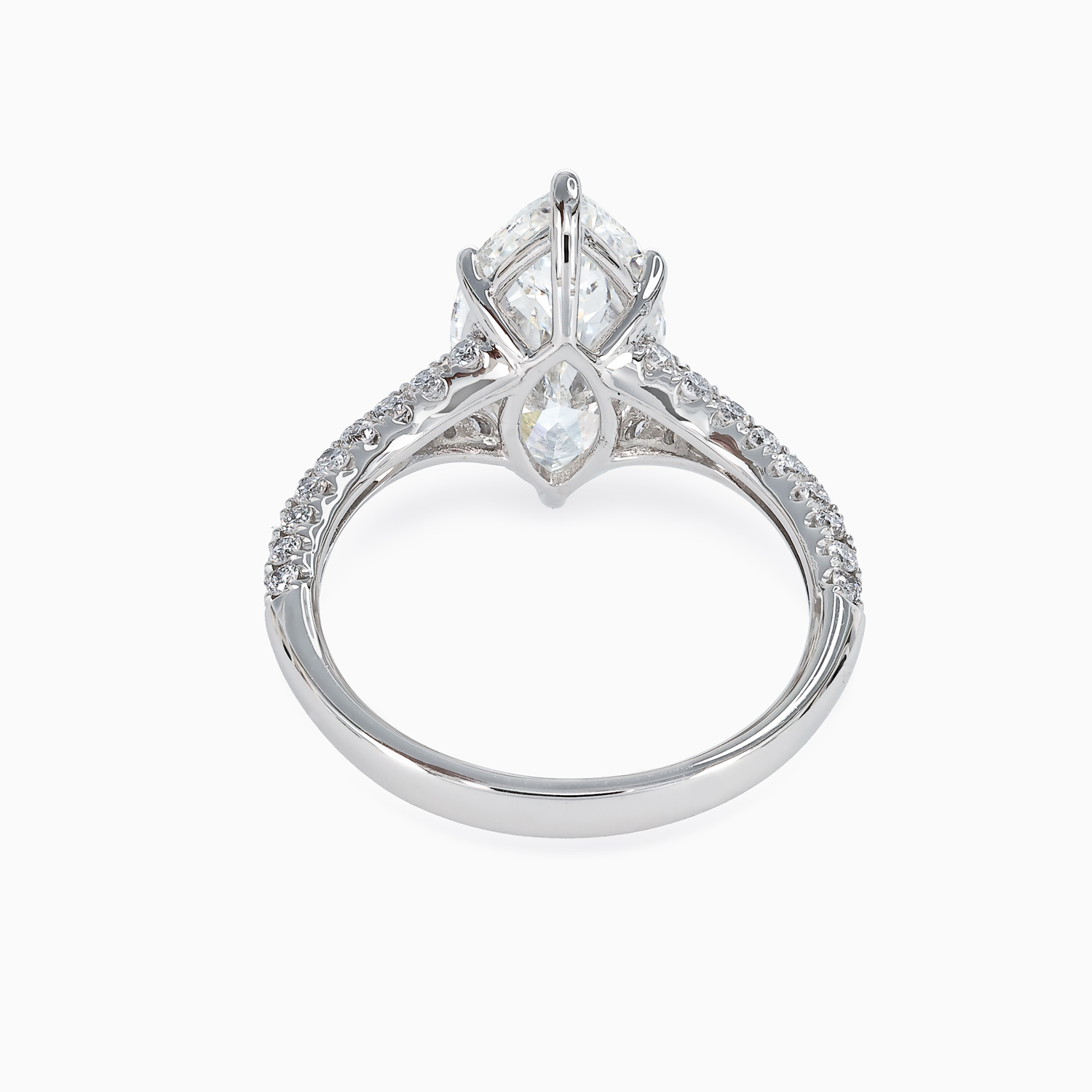 Accented Lab-Grown Marquise Diamond Split Shank Engagement Ring, 18k White Gold